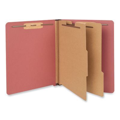 Universal Red Pressboard End Tab Classification Folders, 2 Dividers, Letter Size, Red, 10-Pack