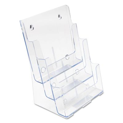 Deflecto 3-Compartment Document Holder, Magazine Size, 9.5 in. W x 6.25 in. D x 12.63 in., Clear