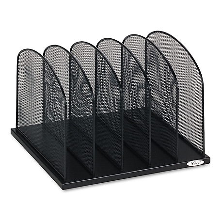 Safco Mesh Desk Organizer with Upright Sections, Letter/Legal Files, 5 Section, Black