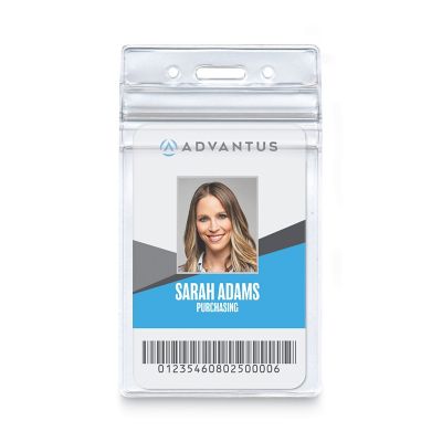 Image showing  Resealable ID Badge Holders, Vertical, 3.68 in. x 5 in., Clear, 50-Pack
