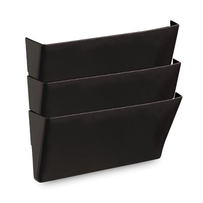 Universal 3-Pocket Plastic Wall Files, Black, 3-Pack