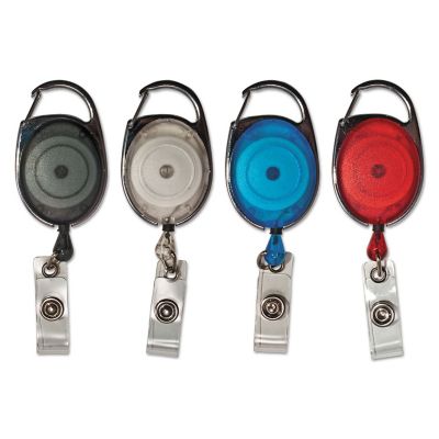 Advantus Carabiner-Style Retractable ID Card Reels, 30 in. Extension, Assorted, 20-Pack