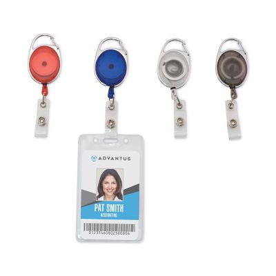 Image showing  Carabiner-Style Retractable ID Card Reels, 30 in. Extension, Assorted, 20-Pack