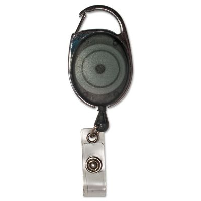 Advantus Carabiner-Style Retractable ID Card Reels, 30 in. Extension, Smoke, 12-Pack