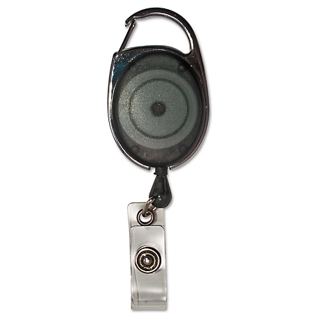 Advantus Carabiner-Style Retractable ID Card Reels, 30 in. Extension, Smoke, 12-Pack