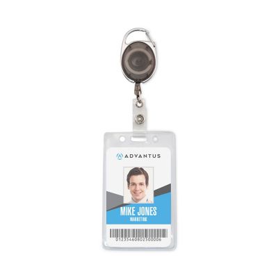 Image showing  Carabiner-Style Retractable ID Card Reels, 30 in. Extension, Smoke, 12-Pack