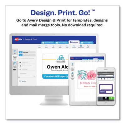 Image showing  Clip-Style Name Badge Holder with Laser/Inkjet Insert, Top Load, White, 3 x 4 in., 100-Pack