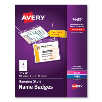 Image showing  Necklace-Style Badge Holder with Laser/Inkjet Insert, Top Load, 4 in. x 3 in., 100-Pack