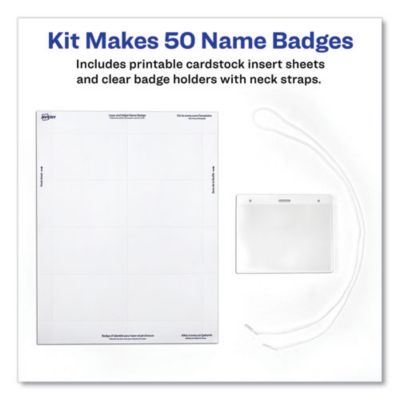 Image showing  Necklace-Style Badge Holder with Laser/Inkjet Insert, Top Load, 4 in. x 3 in., 100-Pack