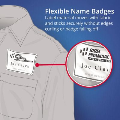 Image showing  Flexible Adhesive Name Badge Labels, 3.38 in. x 2.33 in., White, 160-Pack