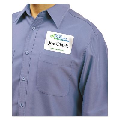 Image showing  Flexible Adhesive Name Badge Labels, 3.38 in. x 2.33 in., White, 400-Pack
