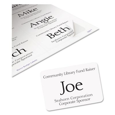 Image showing  Flexible Adhesive Name Badge Labels, 3.38 in. x 2.33 in., White, 400-Pack