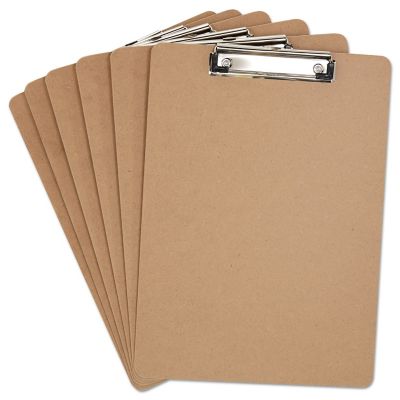 Universal Hardboard Clipboard, 1/2 in. Capacity, Holds 8 1/2 in. W x 12 in. H, Brown, 6-Pack