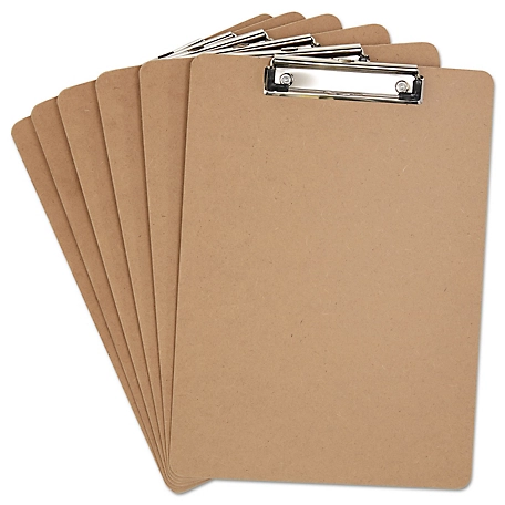 Universal Hardboard Clipboard, 1/2 in. Capacity, Holds 8 1/2 in. W x 12 in. H, Brown, 6-Pack