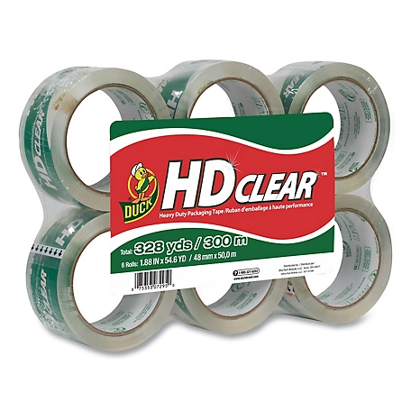 Duck Heavy-Duty Carton Packaging Tape, 3 in. Core, 1.88 in. x 55 yd., Clear, 6-Pack