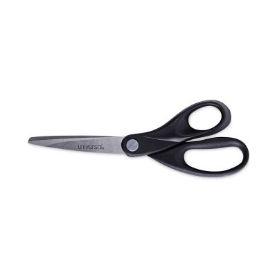 Universal Stainless Steel Office Scissors, 8 in. L, 3.75 in. Cut Length, Black Straight Handle