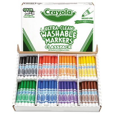 Image showing  Ultra-Clean Washable Markers Class Pack, Broad Bullet Tip, Assorted Colors, 200-Pack