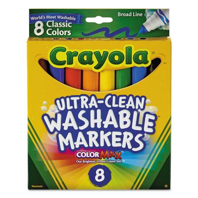 Crayola Ultra-Clean Washable Markers, Broad Bullet Tip, Classic Colors, 8-Pack