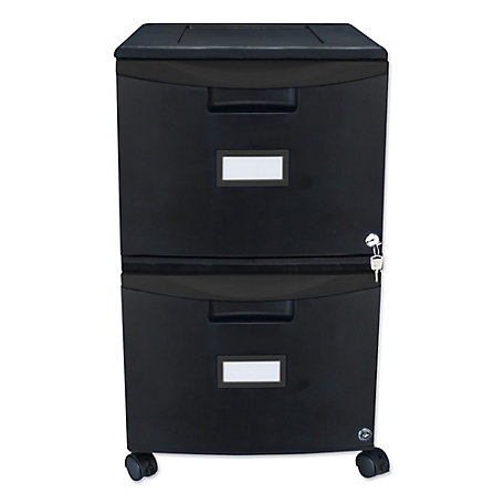 Storex Two-Drawer Mobile Filing Cabinet, 15 in. x 18 in. x 26 in., Black
