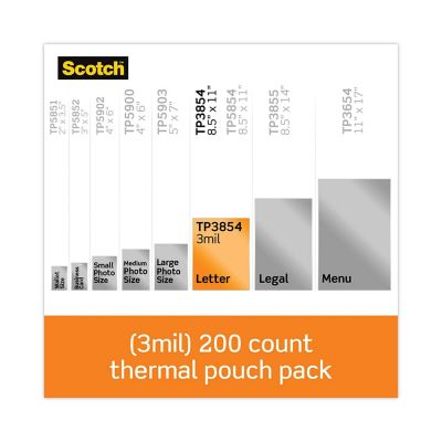 Image showing  Laminating Pouches, 3 Mil, 9 x 11.5in., Gloss Clear, 200-Pack