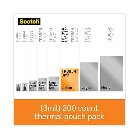Scotch Laminating Pouches, 3 Mil, 9 in. x 11.5 in., Gloss Clear