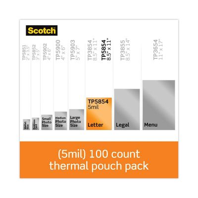 Scotch Laminating Pouches, 5 Mil, 9 in. x 11.5 in., Gloss Clear, 100 pk.