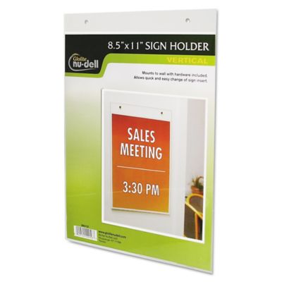 Nudell Clear Plastic Sign Holder Wall Mount, 8.5 in. x 11 in.