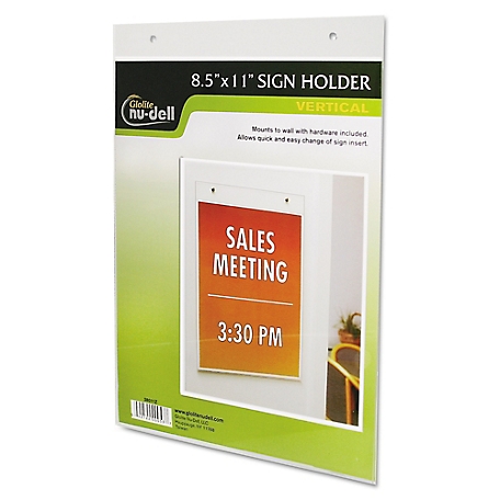 Nudell Clear Plastic Sign Holder Wall Mount, 8.5 in. x 11 in.