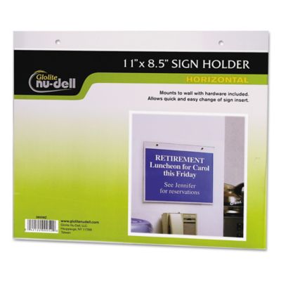 Nudell Clear Plastic Sign Holder Wall Mount, 8.5 in. x 11 in., NUD38008Z