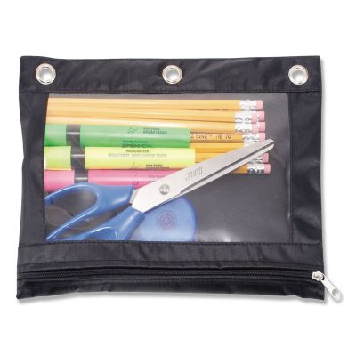 Advantus Binder Pencil Pouch, 10 in. x 7-3/8 in., Black/Clear