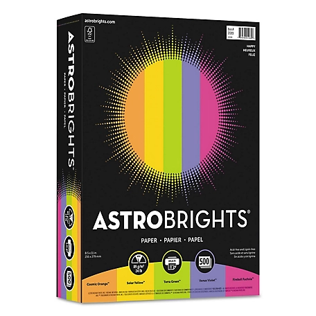 ASTROBRIGHTS Color Paper Assortment, 24 lb., 8.5 in. x 11 in., Assorted, 500-Pack
