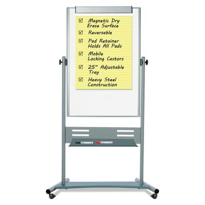 Image showing 4 th MasterVision Magnetic Reversible Mobile Easel, White/Silver, 47 in. x 35 in.