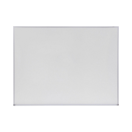 Universal Dry Erase Board, Melamine, Satin-Finished Aluminum Frame, 48 in. W x 36 in. H