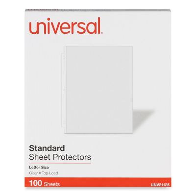 Universal Top-Load Poly Sheet Protectors, Standard, Letter Size, Clear, 100-Pack