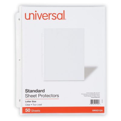 Universal Top-Load Poly Sheet Protectors, Standard Gauge, Letter Size, Clear, 50-Pack