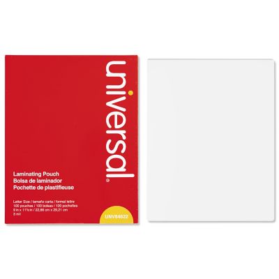 Universal Laminating Pouches, 3 Mil, 9 in. x 11.5 in., Matte Clear, 100-Pack