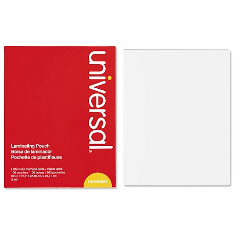 Universal Laminating Pouches, 3 Mil, 9 in. x 11.5 in., Matte Clear, 100-Pack
