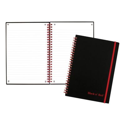 Black N' Red Twin Wire Poly Cover Business Notebook, Wide/Legal Rule, Black Cover, 8.25 in. x 5.68 in., 70-Pack