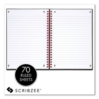 Image showing  Twin Wire Poly Cover Business Notebook, Wide/Legal Rule, Black Cover, 8.25 in. x 5.68 in., 70-Pack