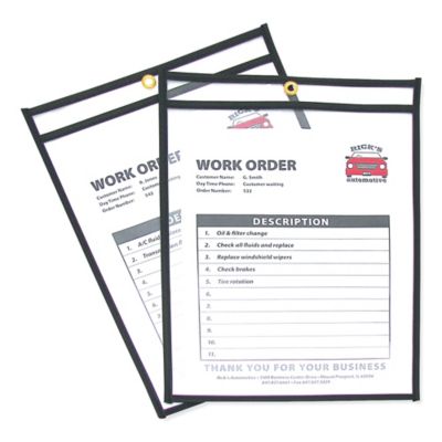 C-Line Shop Ticket Holders, Stitched, Clear, 9 in. x 12 in., 25-Pack