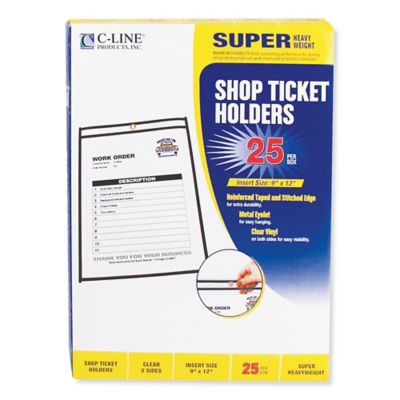 Image showing  Shop Ticket Holders, Stitched, Clear, 9 in. x 12 in., 25-Pack