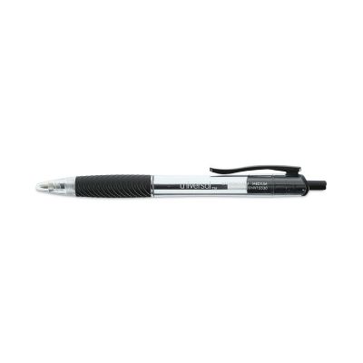 Image showing  Comfort Grip Retractable Ballpoint Pens, 1 mm, Black Ink, Clear Barrel, 12-Pack