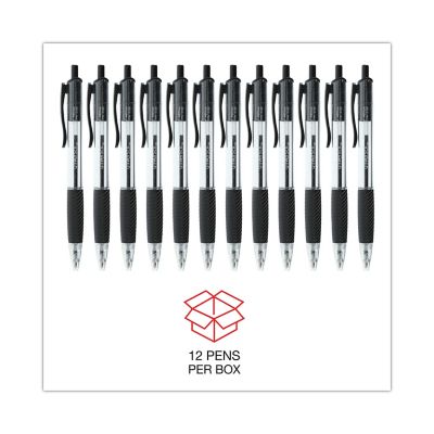 Image showing  Comfort Grip Retractable Ballpoint Pens, 1 mm, Black Ink, Clear Barrel, 12-Pack