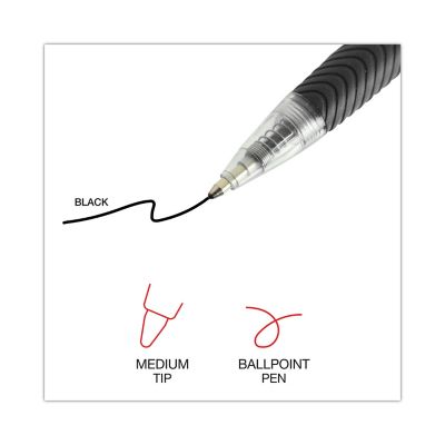 Image showing 5 th Universal Comfort Grip Retractable Ballpoint Pens, 1 mm, Black Ink, Clear Barrel, 12-Pack