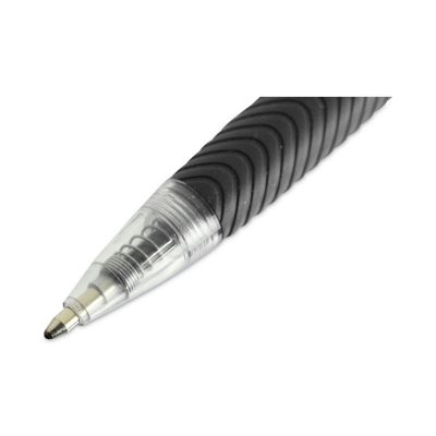 Image showing 6 th Universal Comfort Grip Retractable Ballpoint Pens, 1 mm, Black Ink, Clear Barrel, 12-Pack