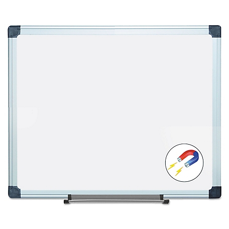 MasterVision Value Lacquered Steel Magnetic Dry Erase Board, White, Aluminum Frame, 24 in.