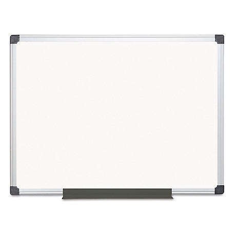 MasterVision Value Lacquered Steel Magnetic Dry Erase Board, White, Aluminum Frame, 48 in.