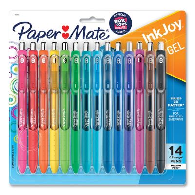 Paper Mate Inkjoy Retractable Gel Pens, Medium 0.7 mm Tip, Assorted, 14-Pack