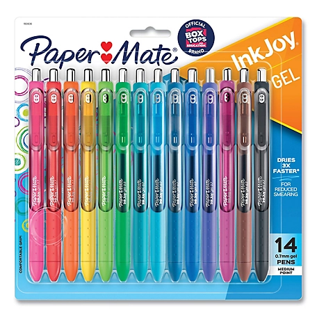 Paper Mate Inkjoy Retractable Gel Pens, Medium 0.7 mm Tip, Assorted, 14-Pack