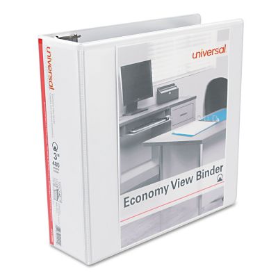 Image showing 5 th Universal Economy Round Ring View Binder, 3 Rings, 3 in. Capacity, 11 in. x 8.5 in., White
